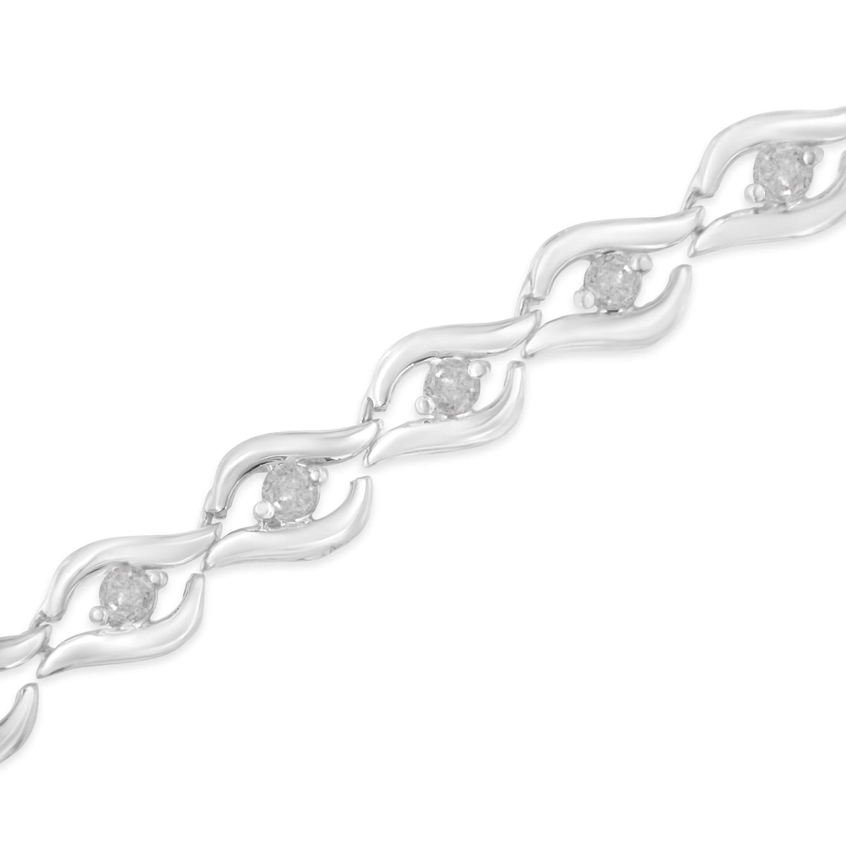 .925 Sterling Silver 1/2 Cttw Rose Cut Diamond Almond Shape Link Tennis Bracelet (I-J Color, I3 Clarity) - 7” - JackiEaslick