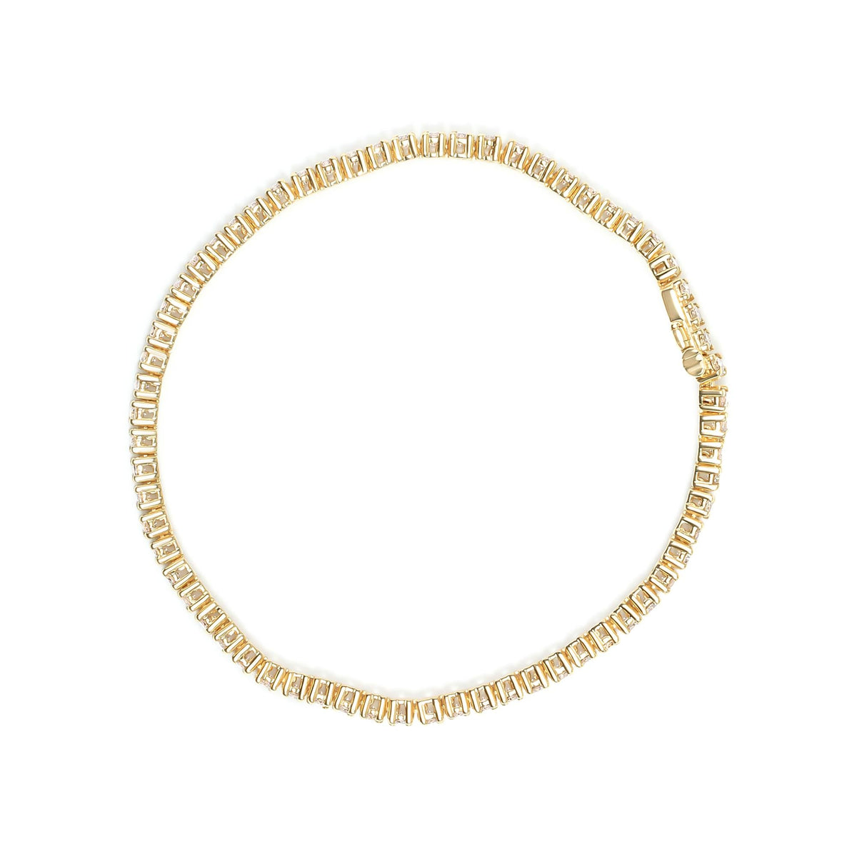 14K Yellow Gold 3.00 Cttw 4 Prong Set Round Brilliant Cut Diamond Tennis 7.25" Bracelet (J-K Color, I1-I2 Clarity)