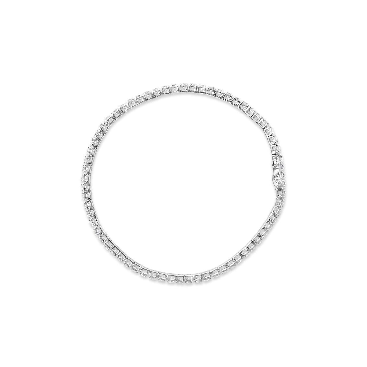 14K White Gold Classic Lab-Grown Diamond Tennis Bracelet (F-G Color, VS2-SI1 Clarity) - 7" Inches