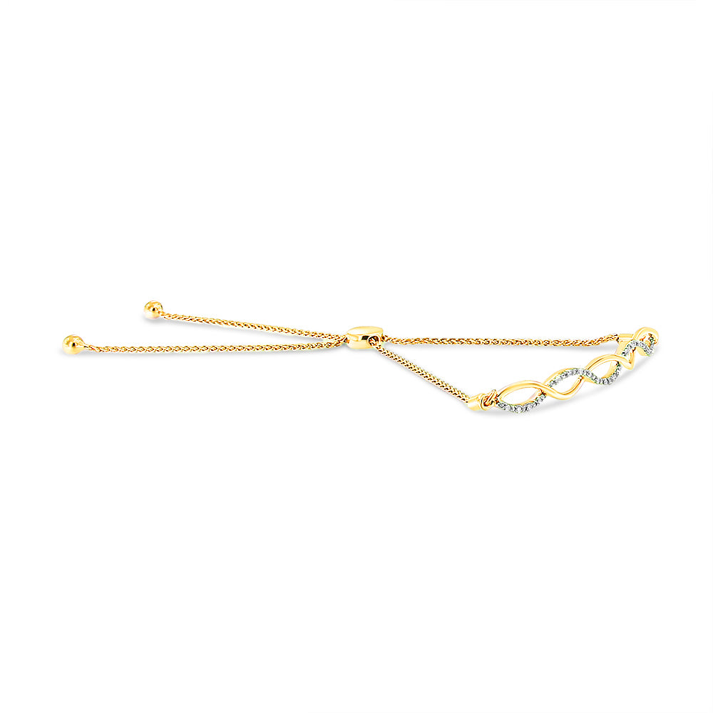 .925 Sterling Silver Diamond Infinity Twist 4”-10” Adjustable Bolo Bracelet (I-J Color, I2-I3 Clarity) - JackiEaslick