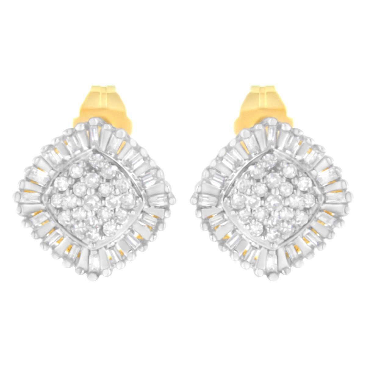 10K Yellow Gold 1/2 cttw Diamond Cluster Cocktail Stud Earrings (I-J, I1-I2)