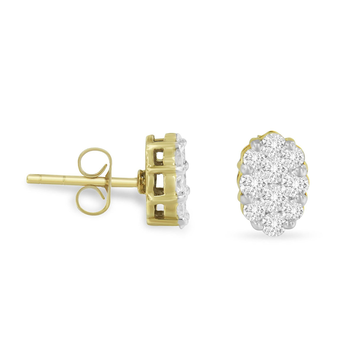 18K Yellow Gold 1 cttw Flower Diamond Stud Earrings (H-I, I1-I2) - JackiEaslick