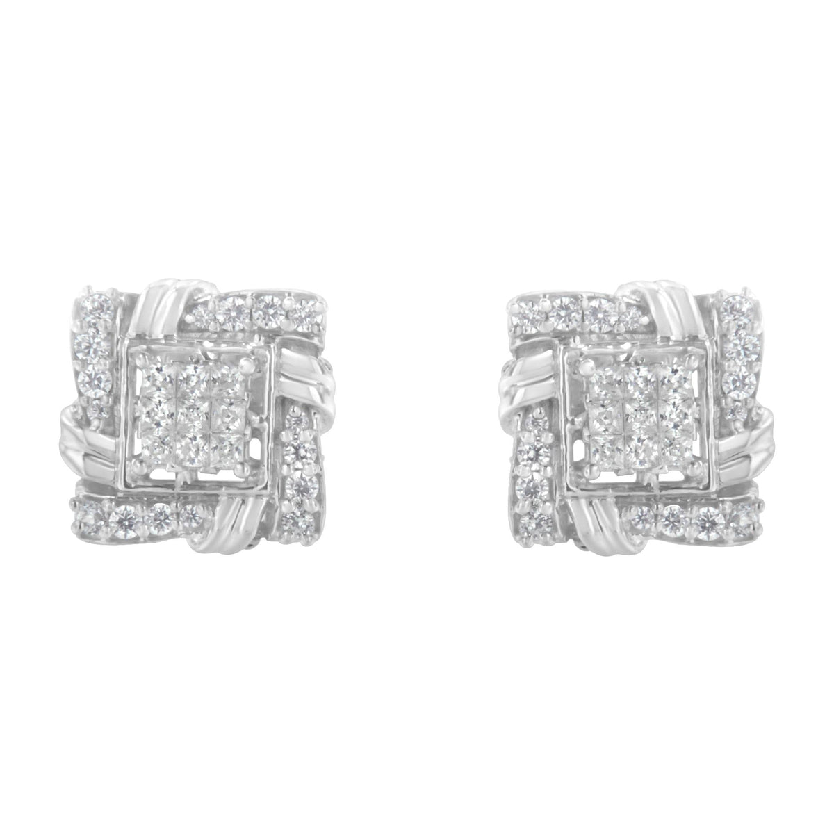 .925 Sterling Silver 1/2 Cttw Round-Cut Diamond Stud Earrings (I-J Color, I1-I2 Clarity)
