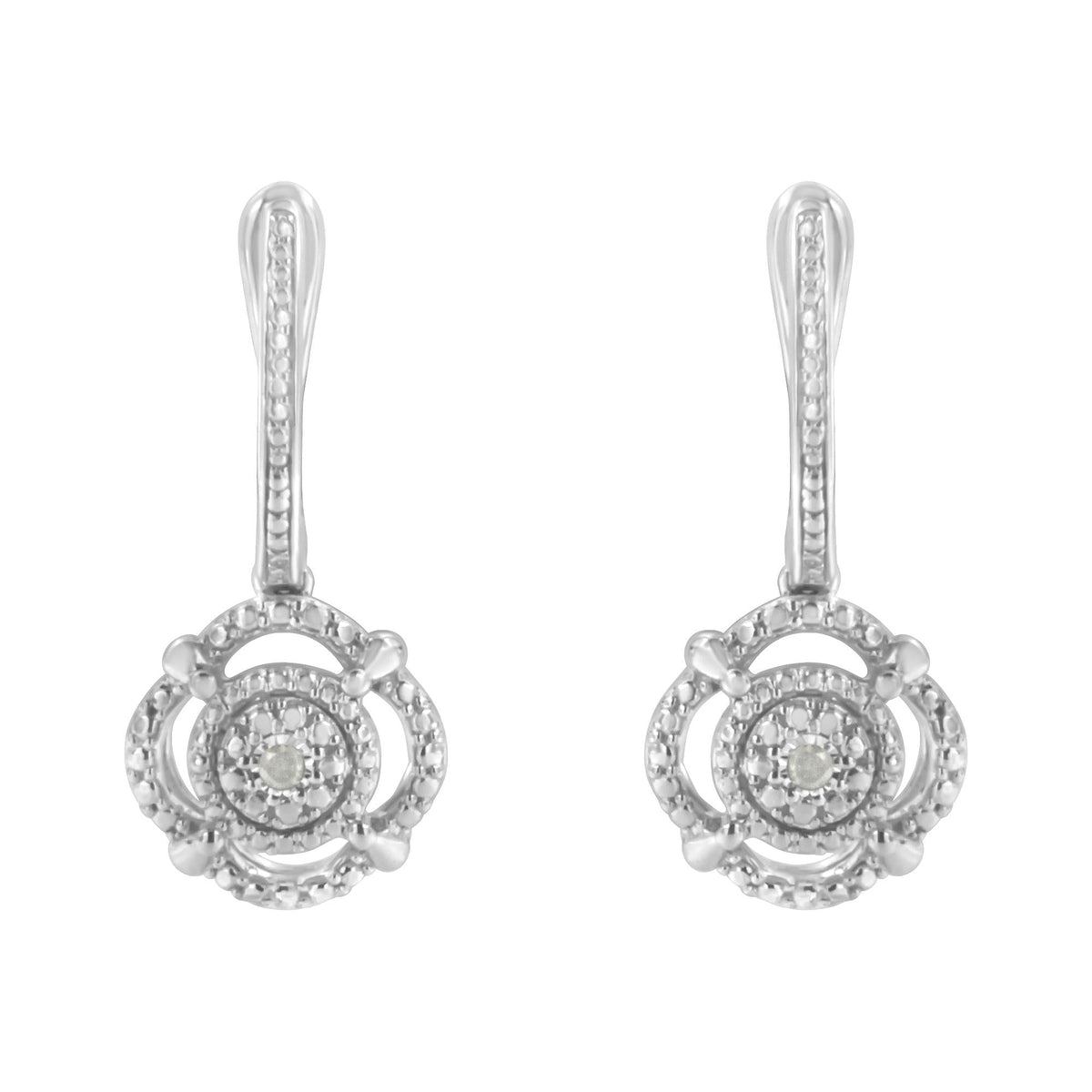 .925 Sterling Silver Miracle-Set Diamond Accent Drop and Dangle Earrings (I-J Color, I3 Clarity)