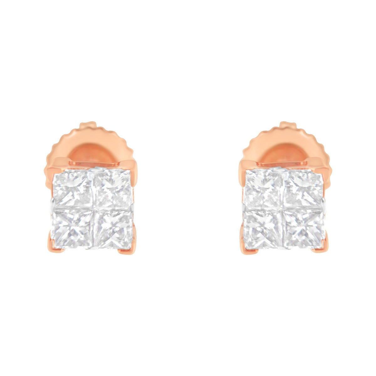10K Gold Princess Diamond Composite Stud Earring (1/2 cttw, I-J Color, I1-I2 Clarity) - JackiEaslick