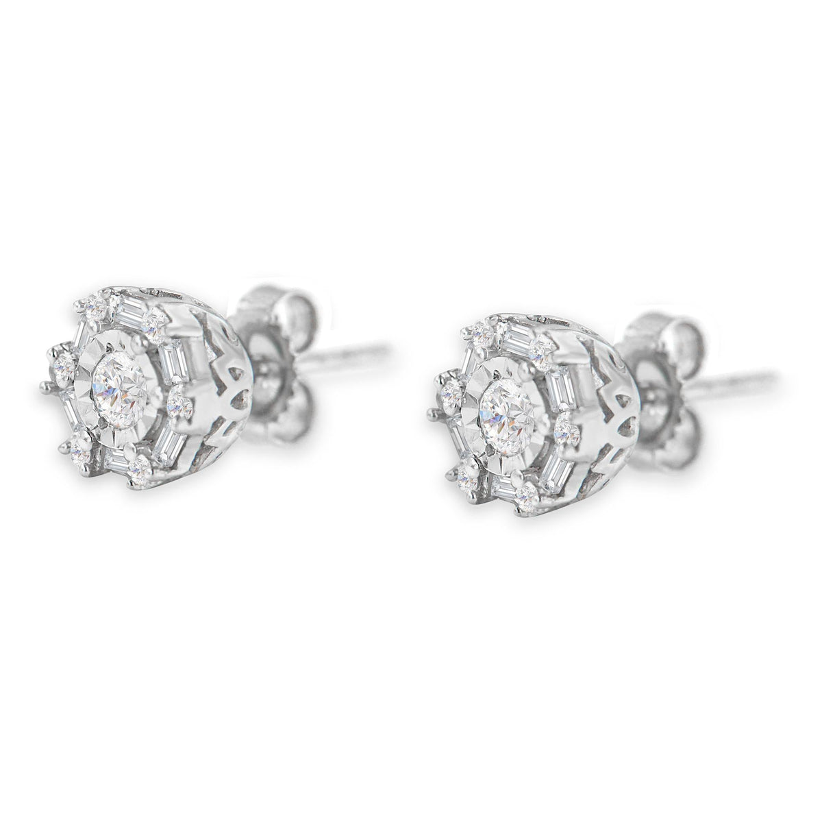 10K White Gold Diamond Stud Earring (1/2 cttw, I-J Color, I3 Clarity) - JackiEaslick