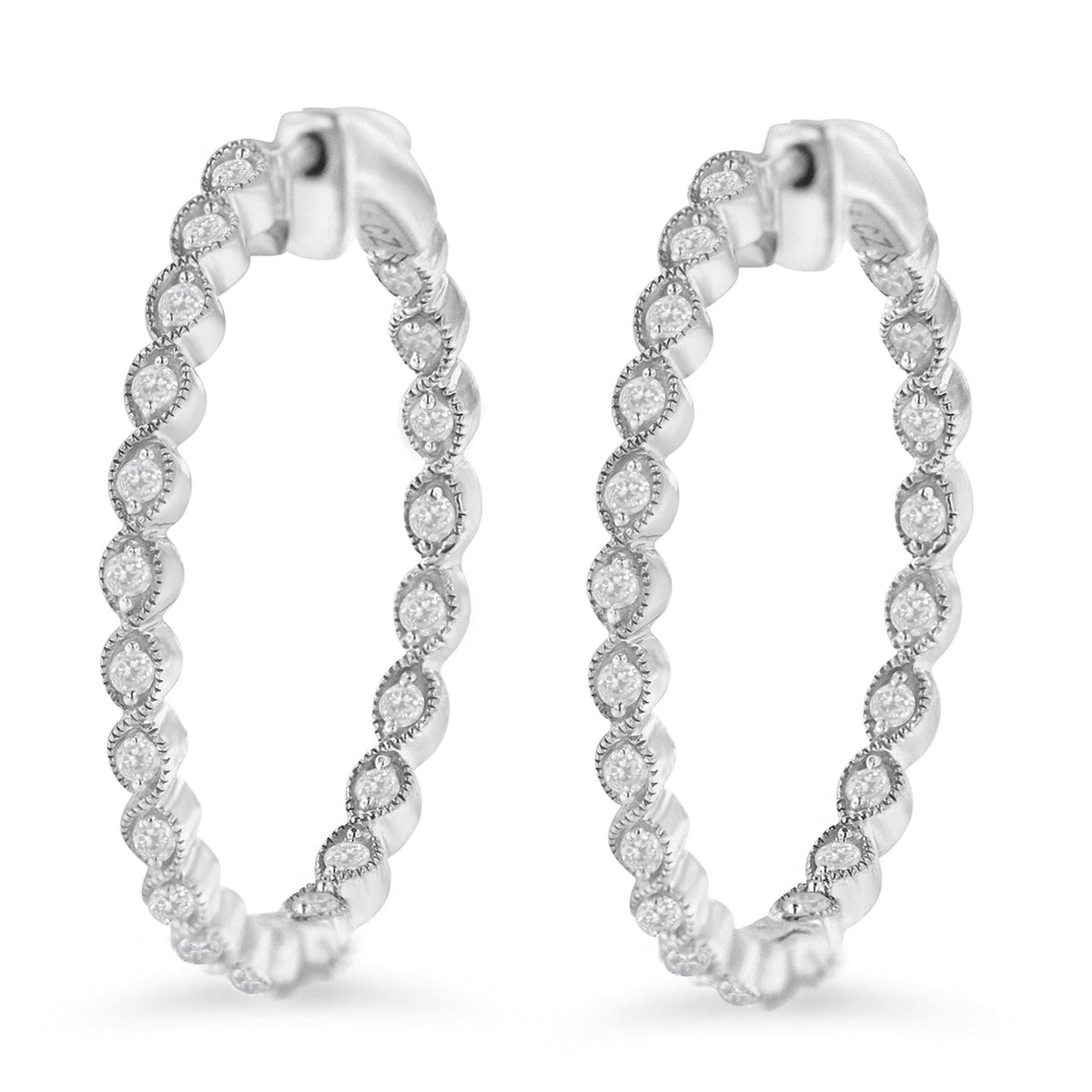 Sterling-Silver Diamond Hoop Earring (3/4 cttw, I-J Color, I3 Clarity) - JackiEaslick