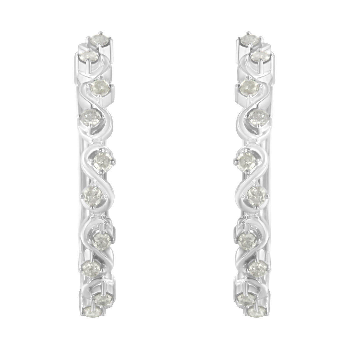 Sterling-Silver Diamond Hoop Earring (1/2 cttw, I-J Color, I3 Clarity) - JackiEaslick