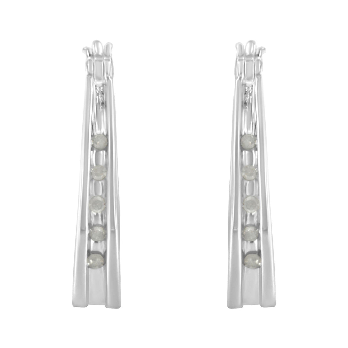 .925 Sterling Silver 1/10 Cttw Diamond Hoop Earrings (I-J Color, I3 Clarity) - JackiEaslick