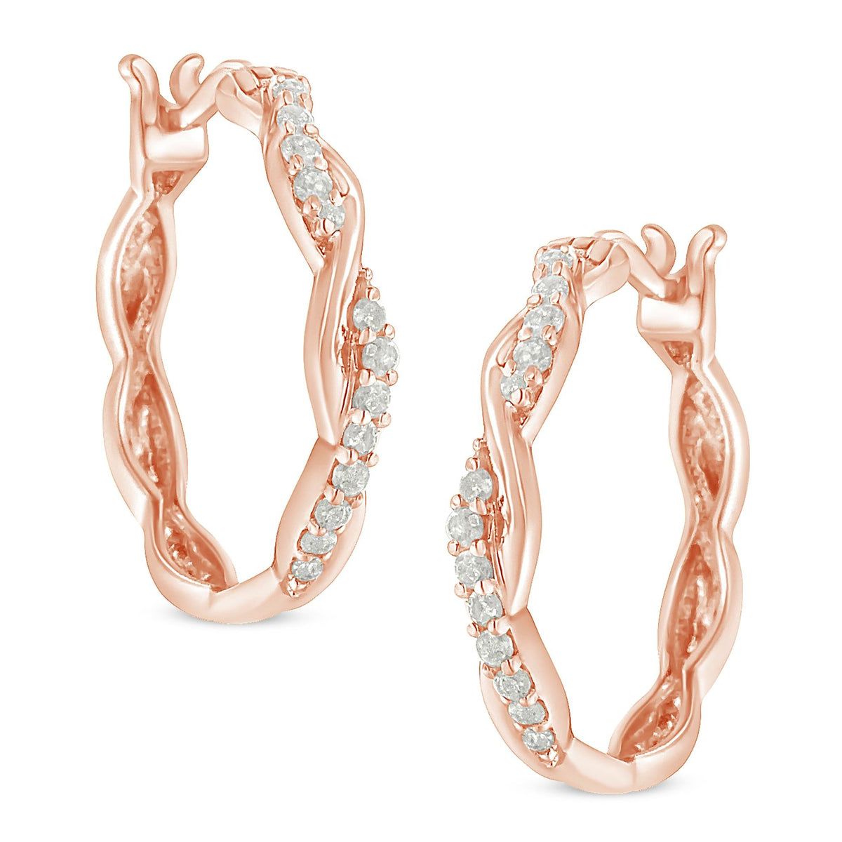 .925 Sterling-Silver 1/4 cttw Pave Set Diamond Twisted Spiral Hoop Earring (I-J Color, I3 Clarity) - JackiEaslick