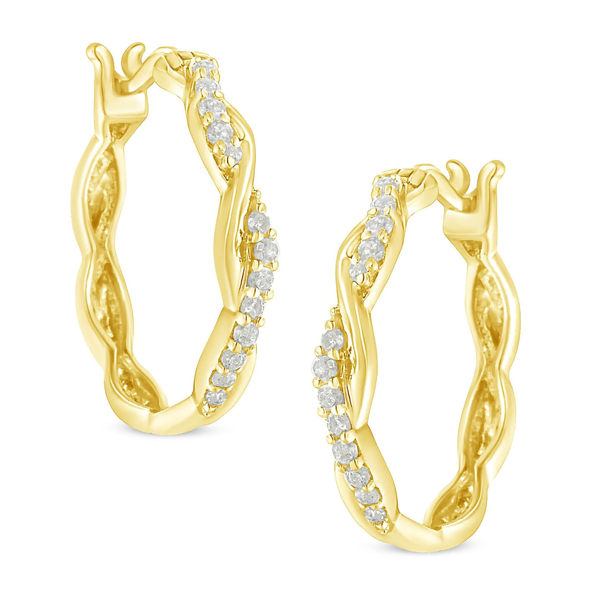 .925 Sterling-Silver 1/4 cttw Pave Set Diamond Twisted Spiral Hoop Earring (I-J Color, I3 Clarity) - JackiEaslick