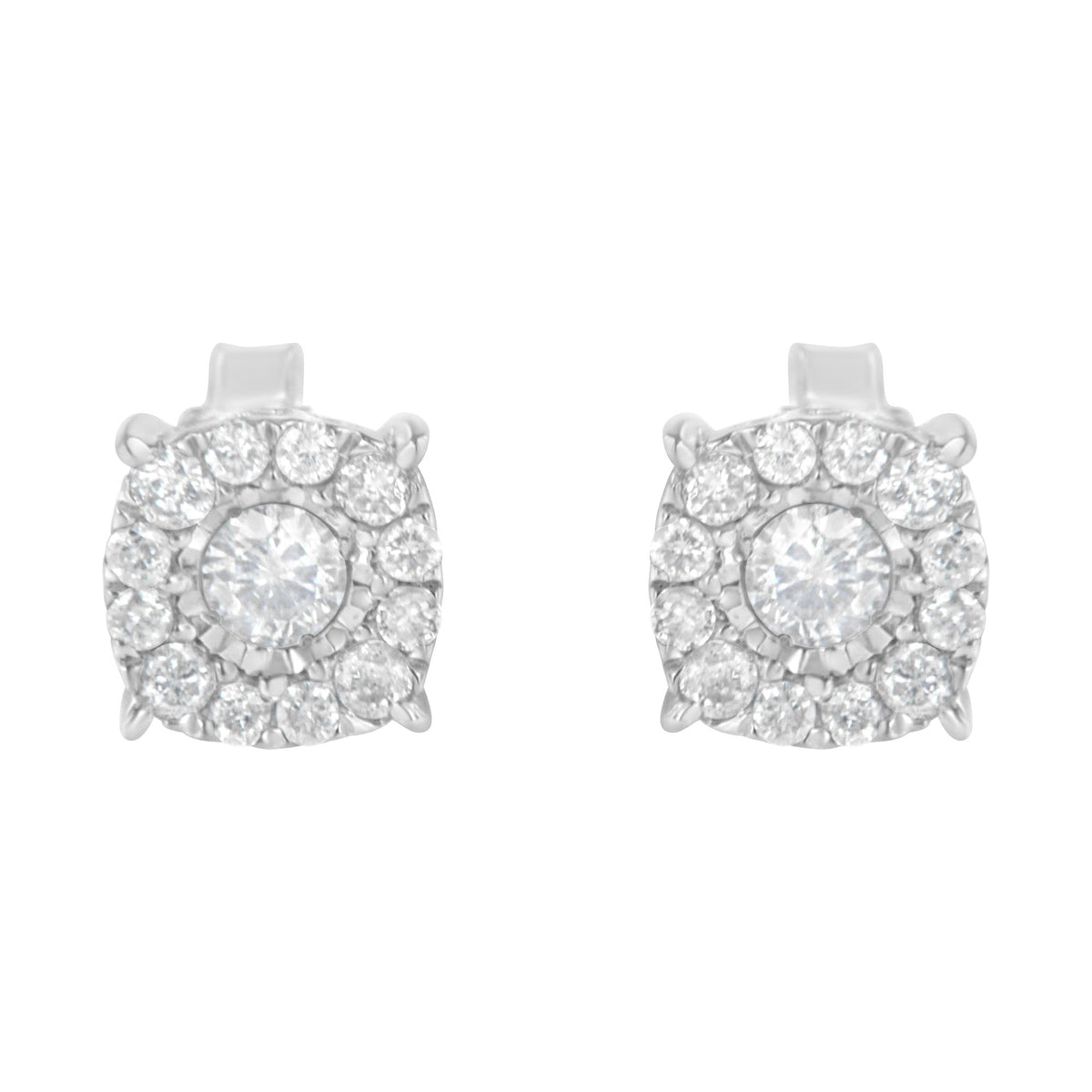 Sterling Silver Diamond Square Stud Earring (1/2 cttw, I-J Color, I2-I3 Clarity) - JackiEaslick