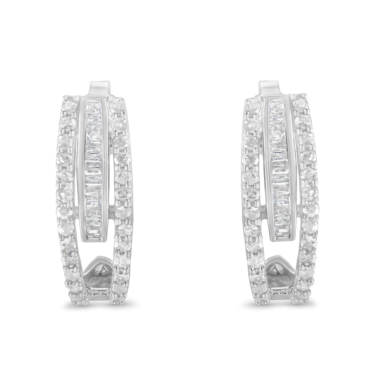 Sterling-Silver Diamond J-Stud Earring (3/4 cttw, I-J Color, I3 Clarity) - JackiEaslick