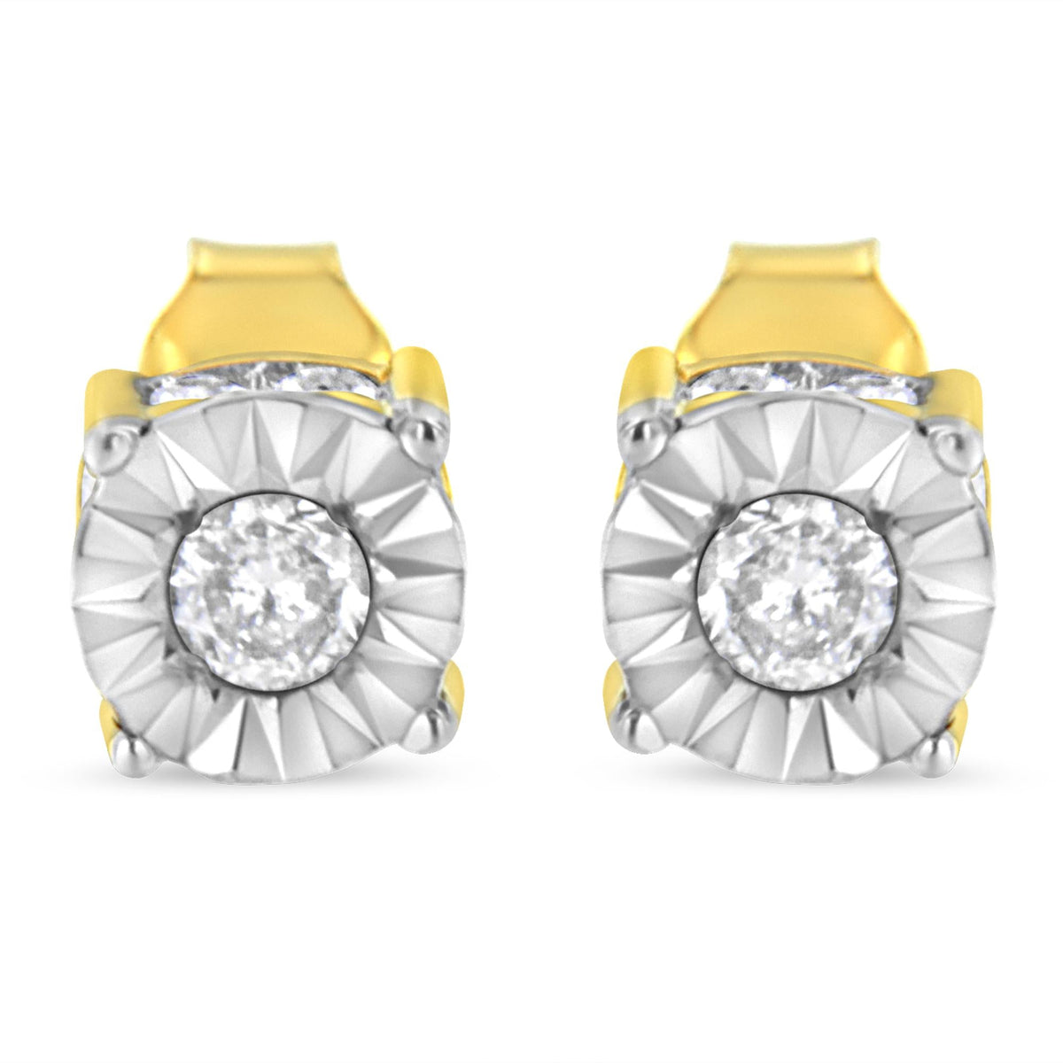 10K Yellow Gold Plated Sterling Silver 1/2 Cttw Miracle Set Diamond Stud Earring (J-K Color, I2-I3 Clarity) - JackiEaslick