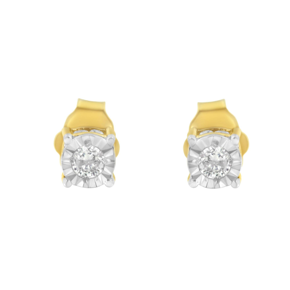 Yellow Plated Sterling Silver Diamond Stud Earring (1/4 cttw, I-J Color, I2-I3 Clarity) - JackiEaslick