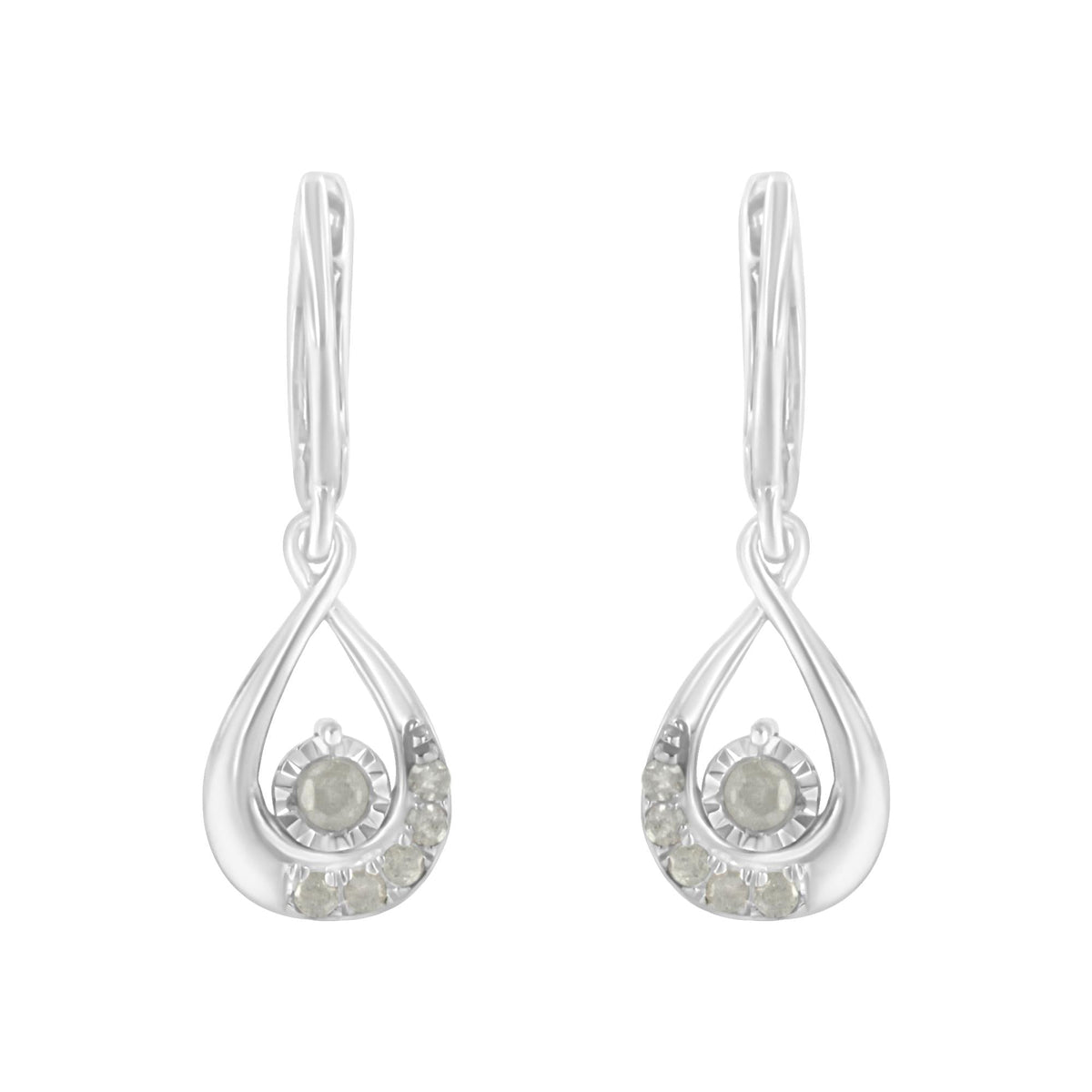 .925 Sterling-Silver 1/5 cttw Miracle-Set Round Diamond Drop and Dangle Hoop Earring (I-J Color, I3 Clarity) - JackiEaslick