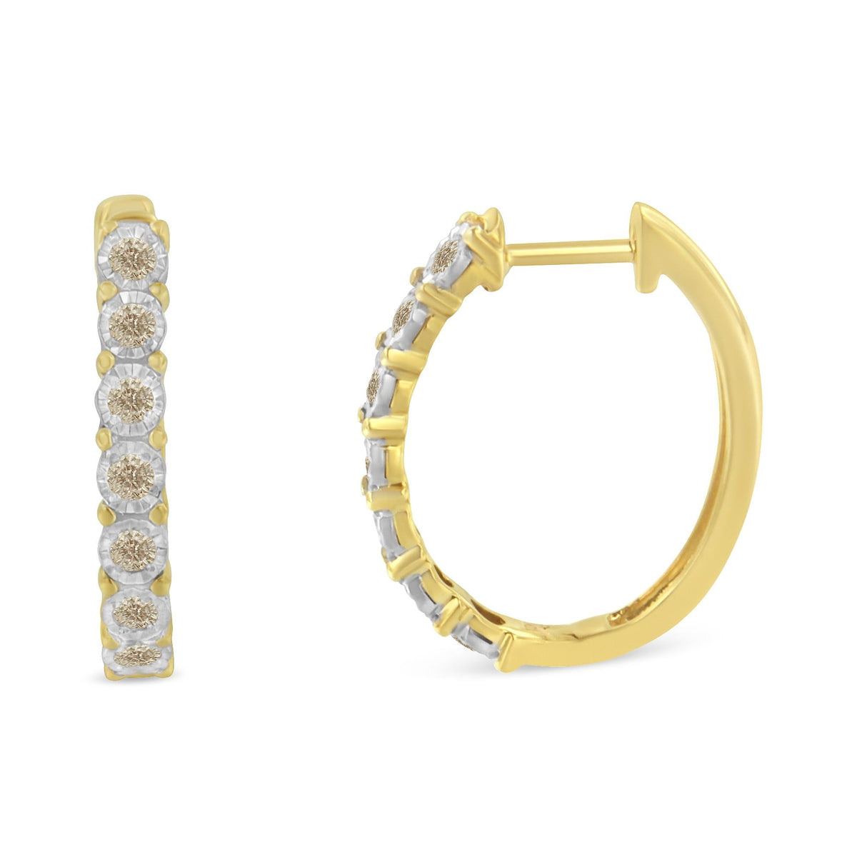 10KT Two-Toned Gold Diamond Hoop Earring (1/2 cttw, J-K Color, I2-I3 Clarity) - JackiEaslick