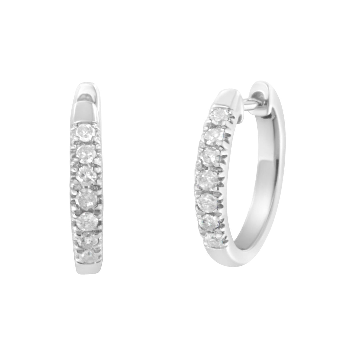.925 Sterling Silver 1/4 Cttw Diamond Hoop Earrings (I-J Color, I3 Clarity) - JackiEaslick