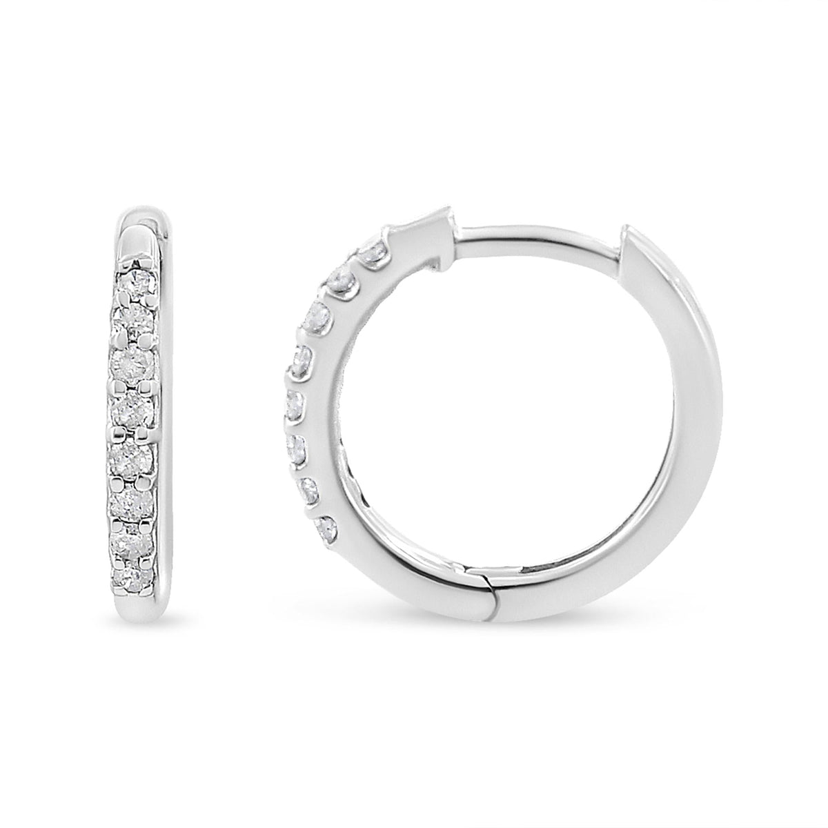 10K White Gold 1/5 Cttw Round-Cut Diamond Modern Hoop Earrings (I-J Color, I3 Clarity) - JackiEaslick