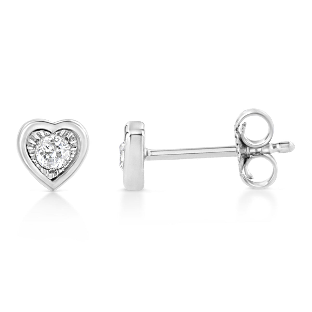 .925 Sterling Silver 1/10 Cttw Miracle-Set Diamond Stud Earrings (I-J Color, I2-I3 Clarity) - Choice of Shapes