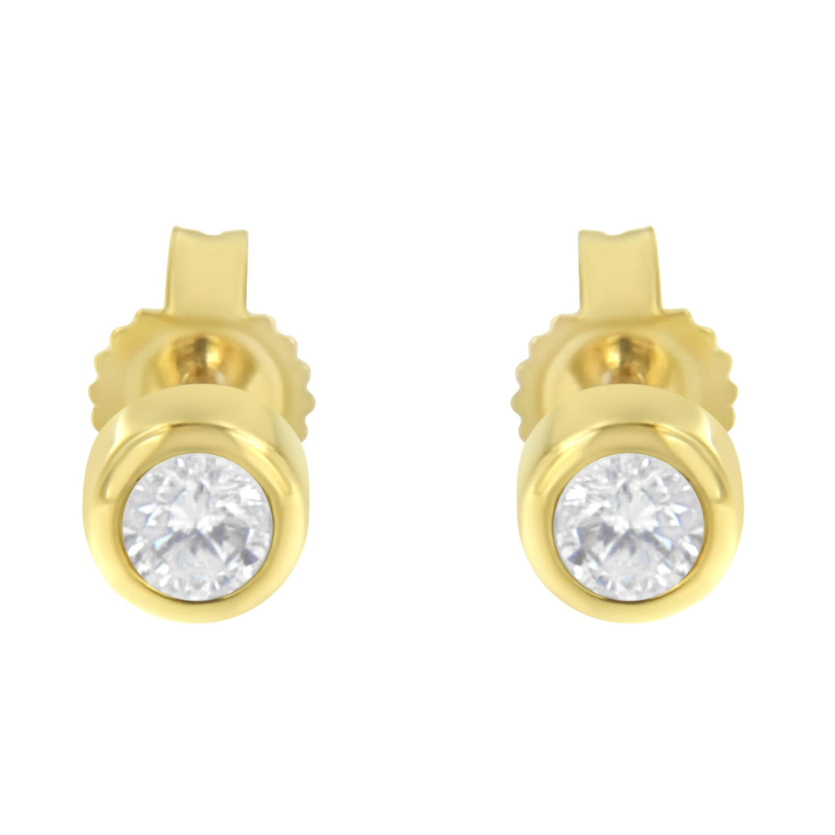 10K Gold 1/5 Cttw Round Brilliant-Cut Near Colorless Diamond Bezel-Set Stud Earrings (H-I Color, I1-I2 Clarity)