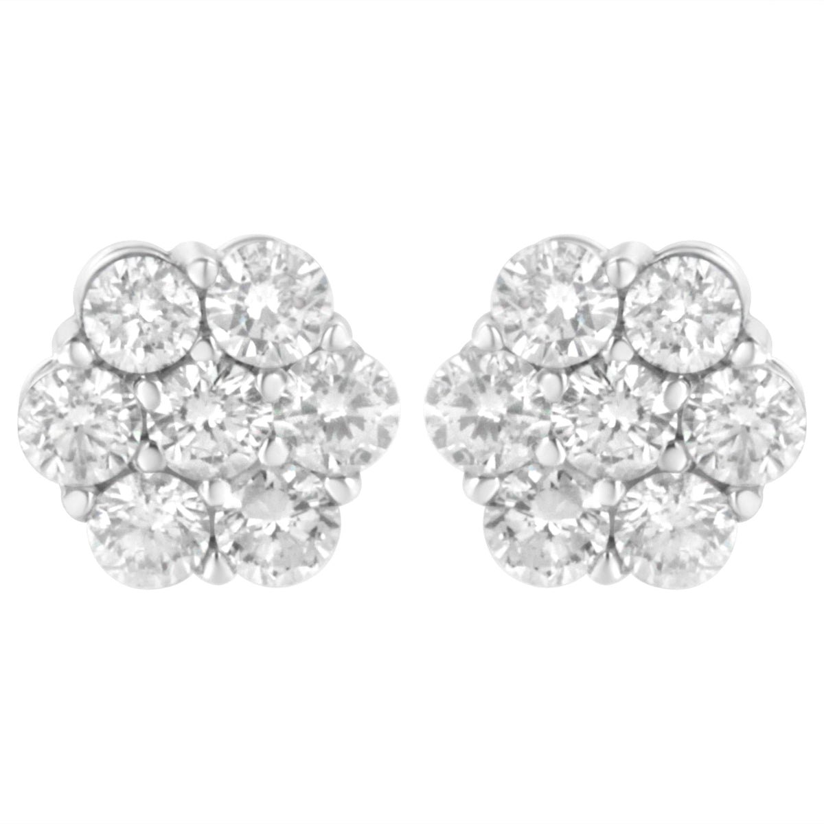 14K White Gold 4 cttw Diamond Flower Earring (H-I Clarity, SI2-I1 Color)