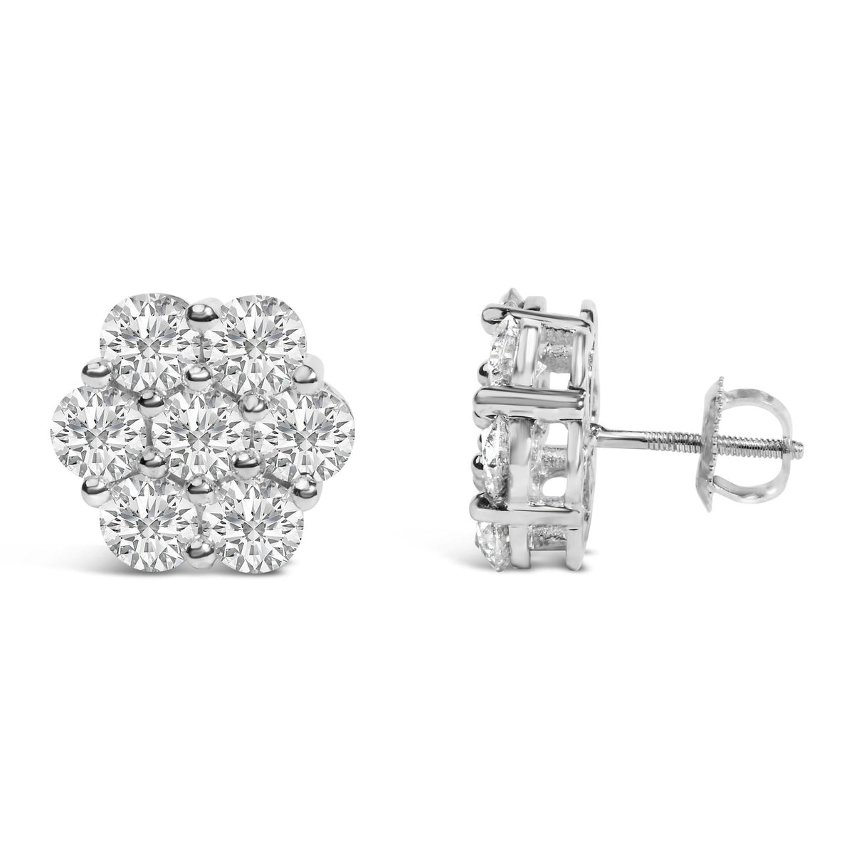 14K White Gold 4 cttw Diamond Flower Earring (H-I Clarity, SI2-I1 Color)
