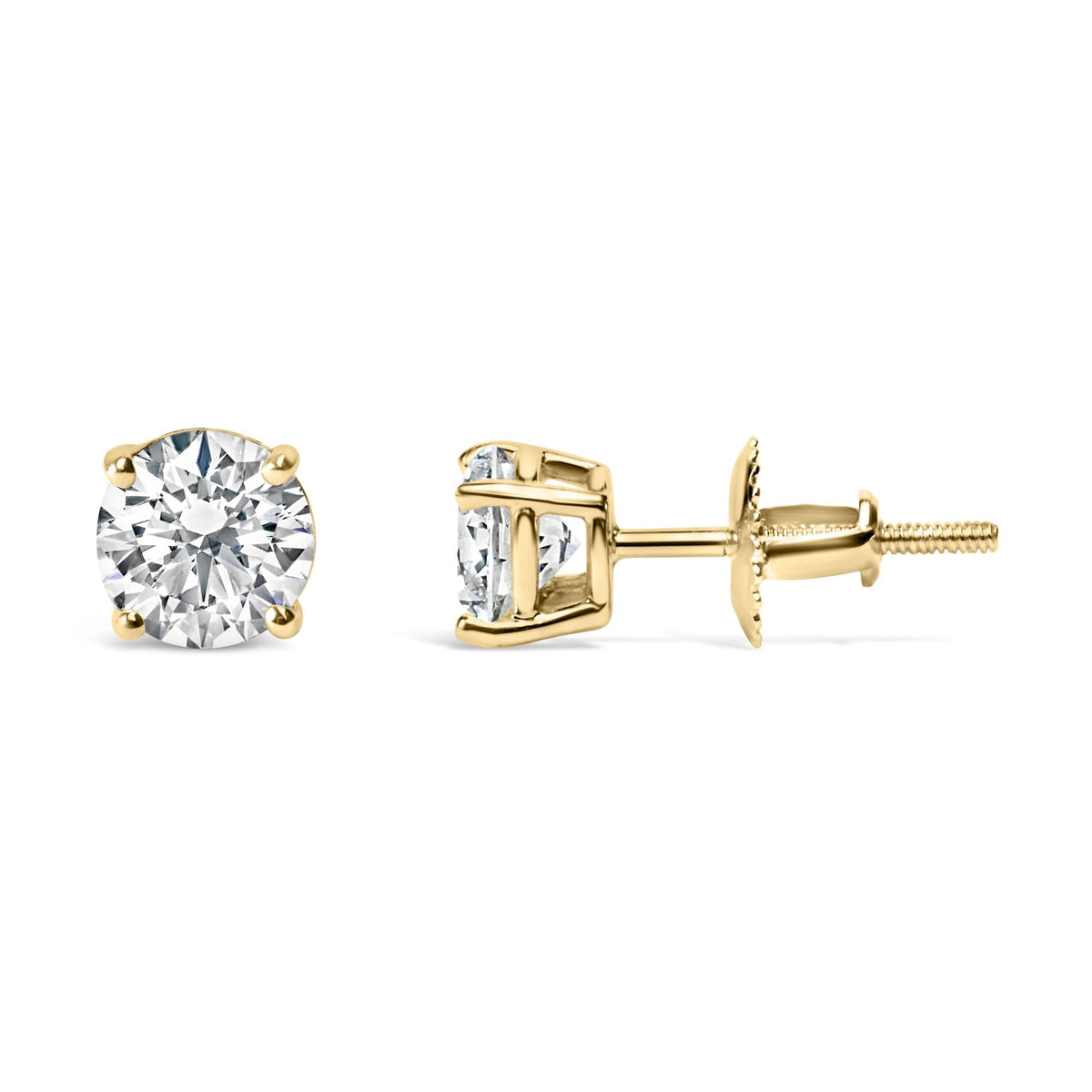 14K Gold 3.0 Cttw Lab Grown Diamond Solitaire Stud Earrings