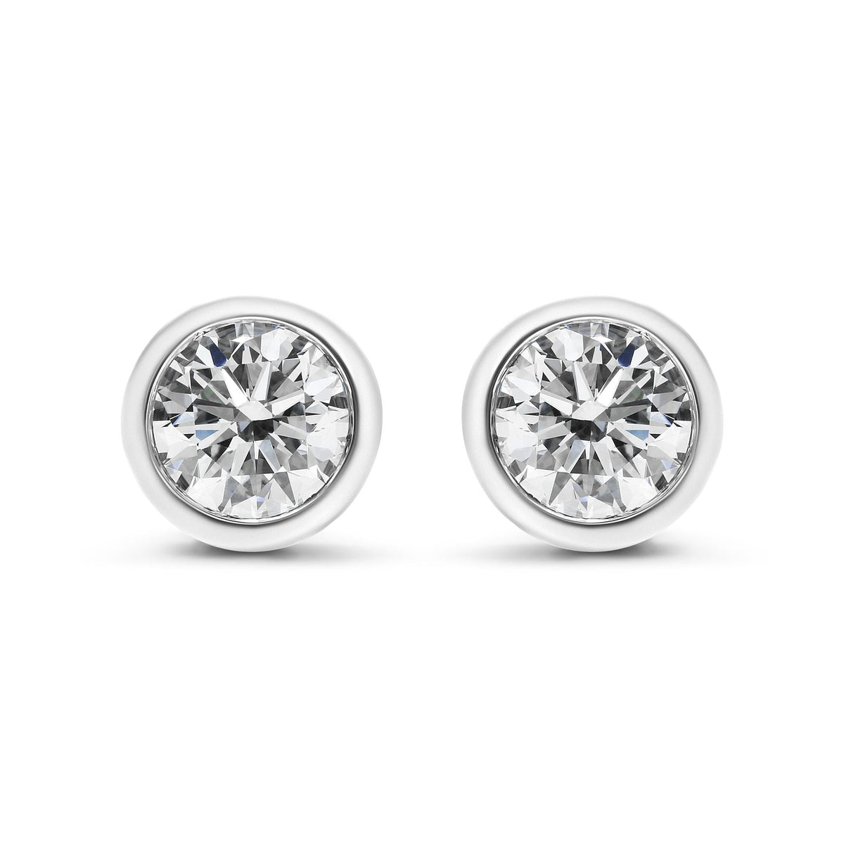 14K Gold Lab Grown Diamond Screw-Back Classic Bezel Solitaire Stud Earrings (G-H Color, VS2-SI1 Clarity)