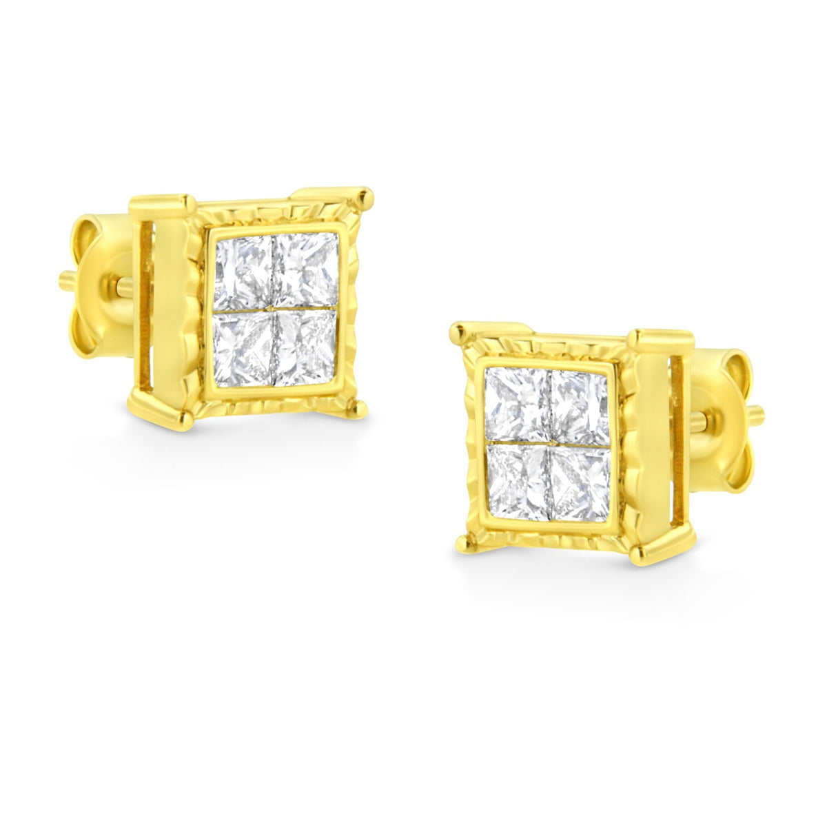 14K White Gold 1/2 Cttw 4-Prong Set Brilliant Round-Cut Solitaire Lab Grown Diamond Push Back Stud Earrings (E-F Color, VVS2-VS1 Clarity)
