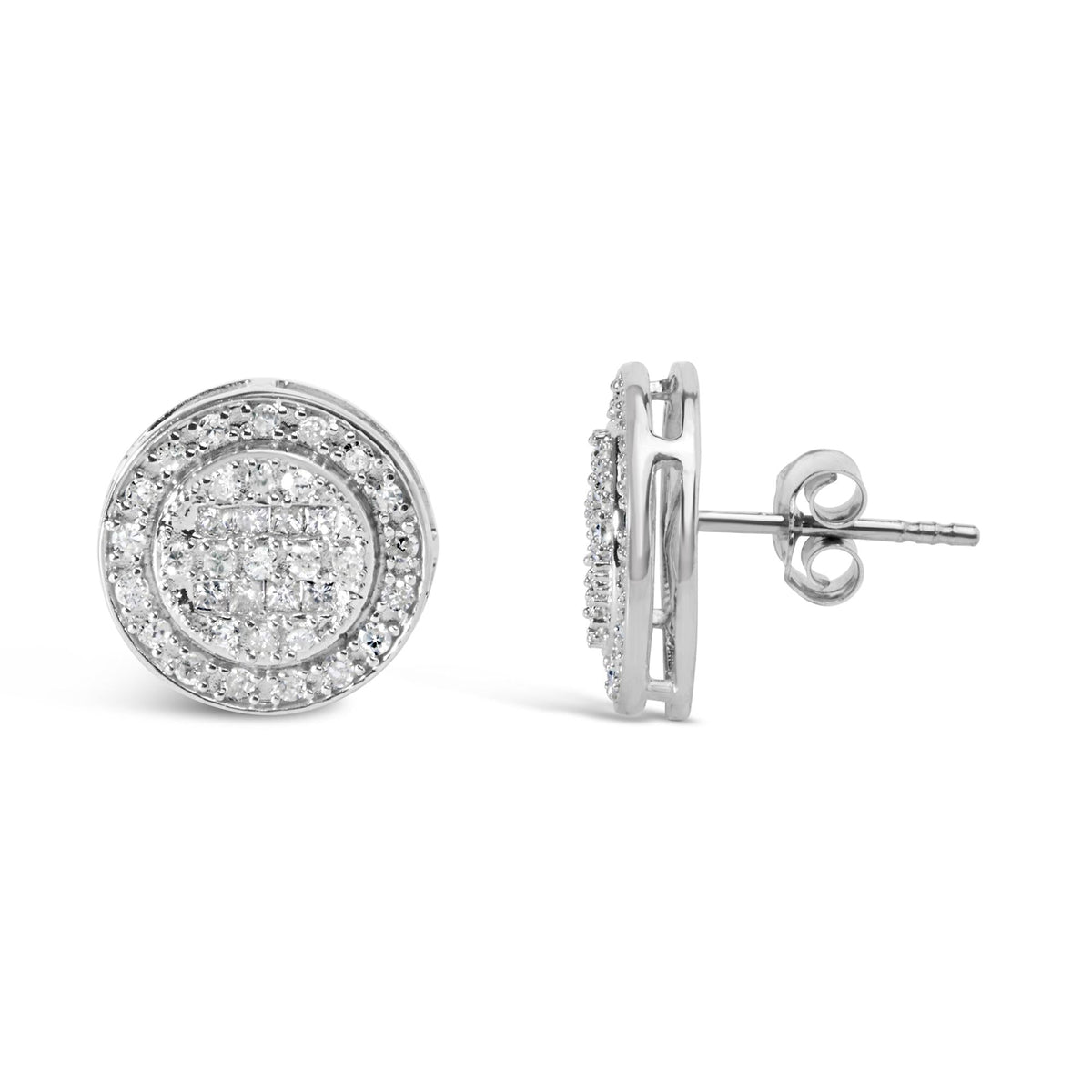 10K White Gold 3/4 Cttw Diamond Composite with Halo Stud Earrings (H-I Color, SI1-SI2 Clarity)