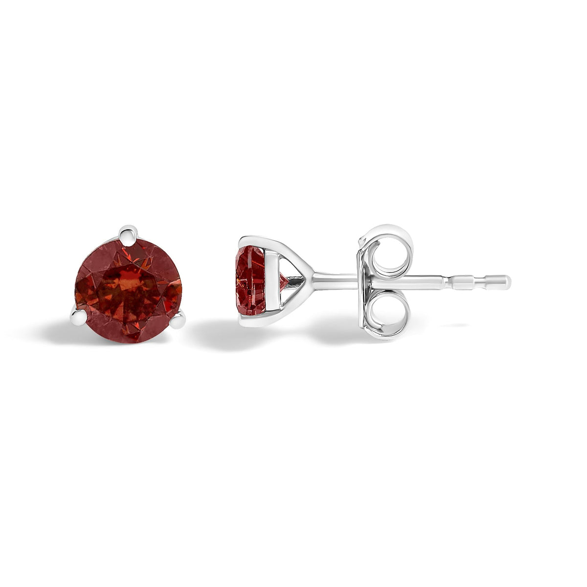 14K White Gold 1/2 Cttw Lab-Grown Round Brilliant-Cut Colored Diamond Classic 3-Prong Martini set Stud Earrings (VS1-VS2 Clarity)