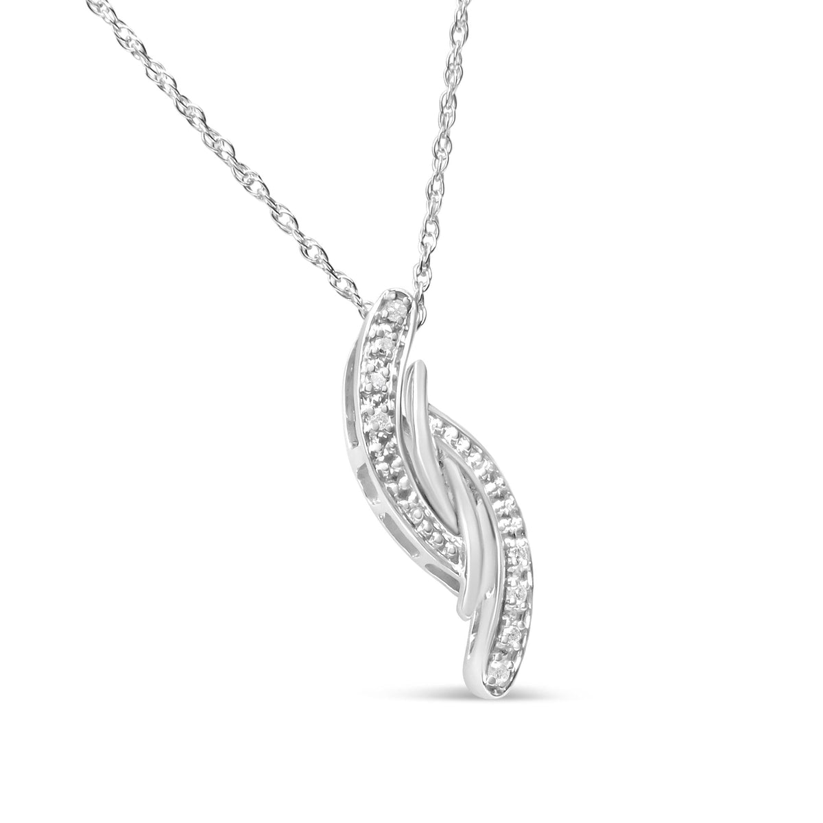 .925 Sterling Silver Diamond Accent Bypass Curve 18" Pendant Necklace (I-J Color, I3 Clarity) - JackiEaslick