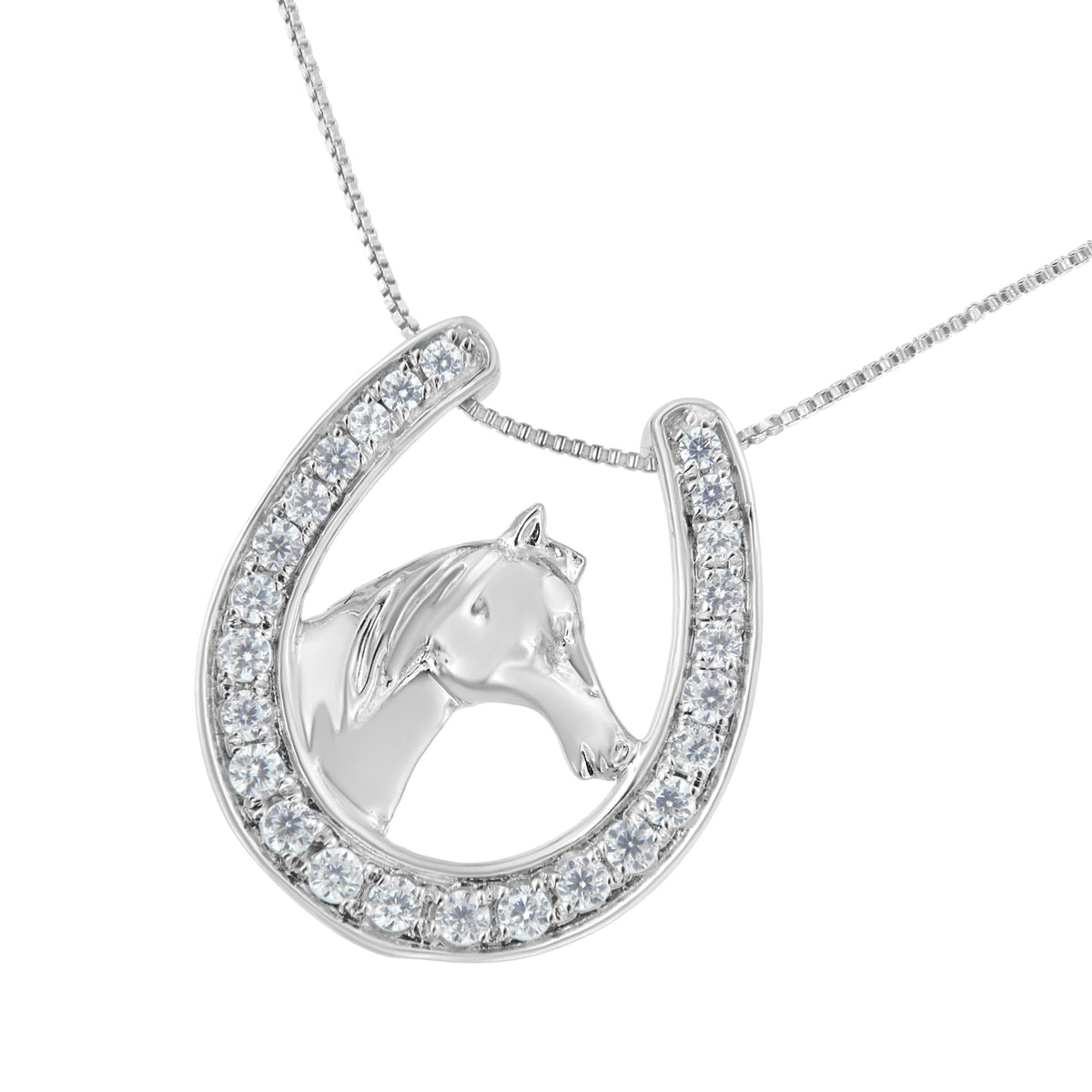 .925 Sterling Silver 1/4 cttw Diamond U Shape Pendant Necklace (I-J, I3-Promo) - JackiEaslick