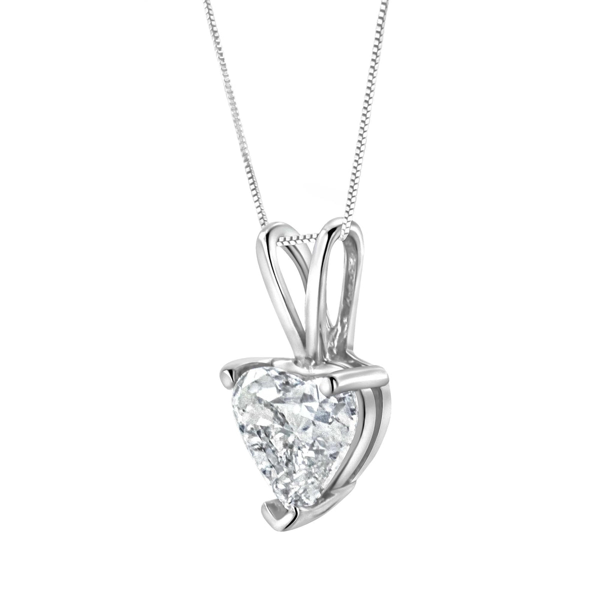 10K White Gold Diamond 3 Stone Trio Heart Stud Earring (I-J Color, I1-I2 Clarity)