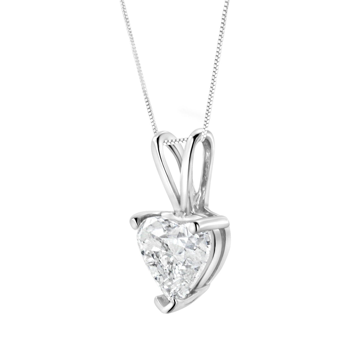 10K White Gold Diamond 3 Stone Trio Heart Stud Earring (I-J Color, I1-I2 Clarity)