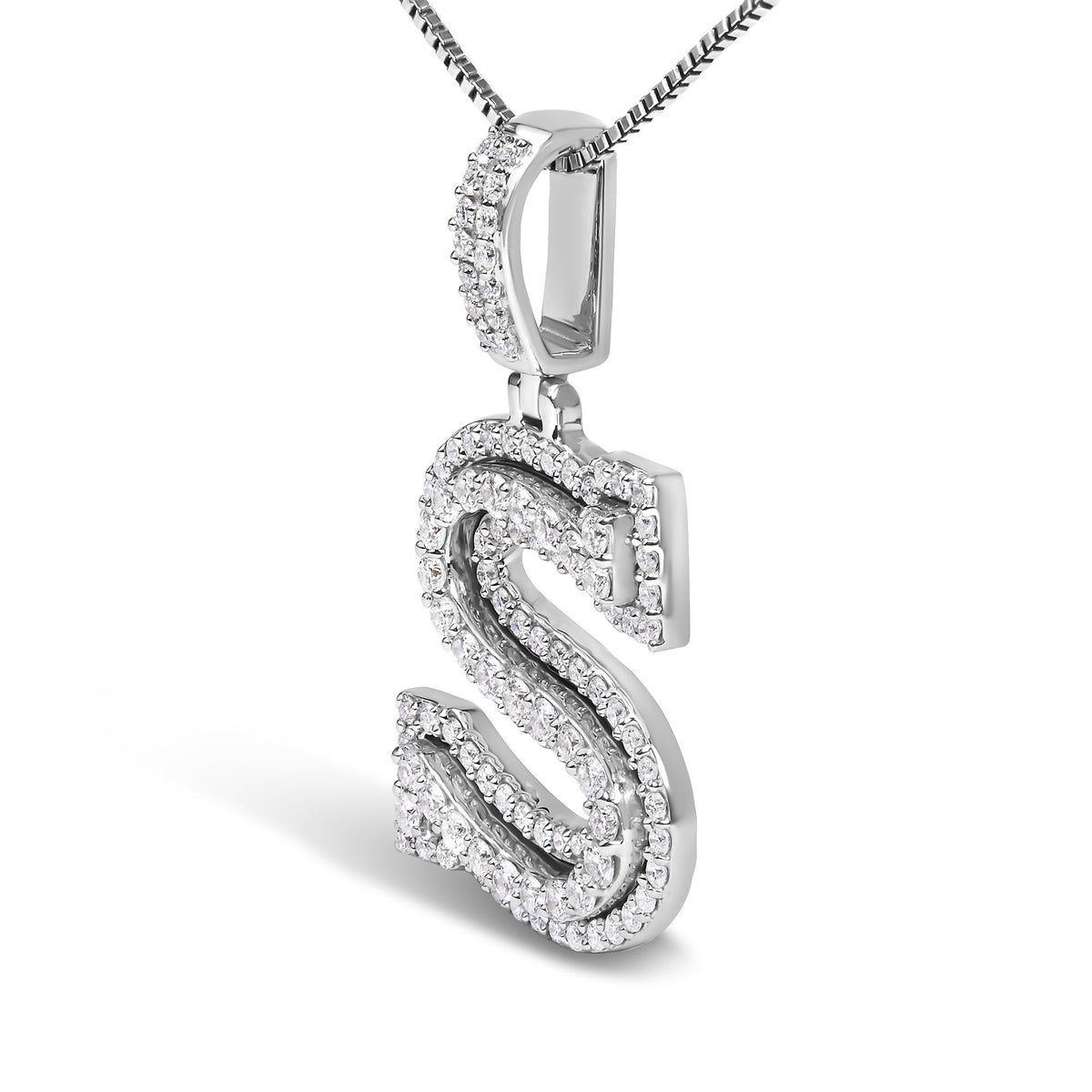 .925 Sterling Silver 1 1/10 Cttw Round Lab-Grown Diamond "S" Pendant Necklace - 18"