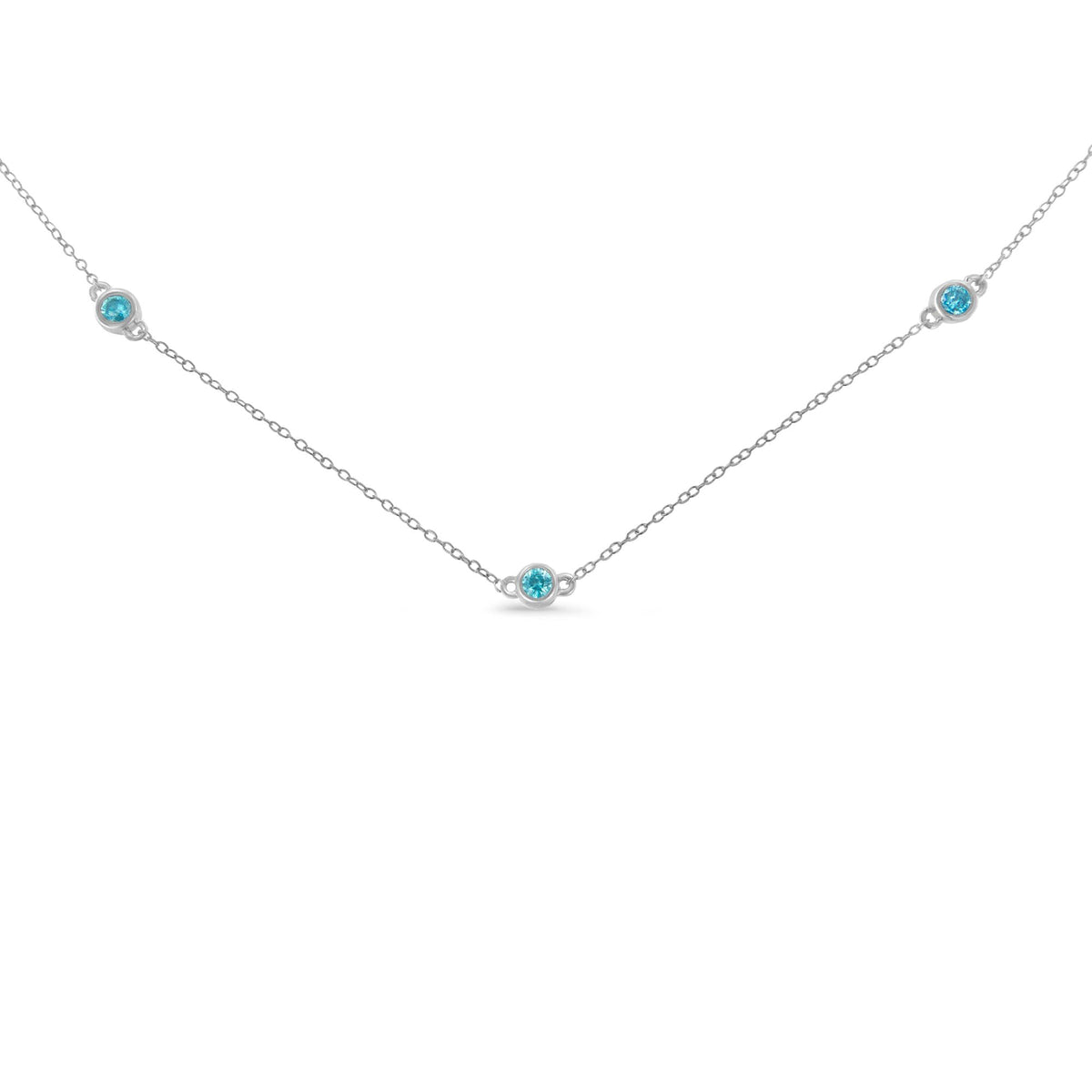 Sterling Silver Treated Diamond By Yard Necklace (1/2 cttw, Blue Color, I2-I3 Clarity) - JackiEaslick