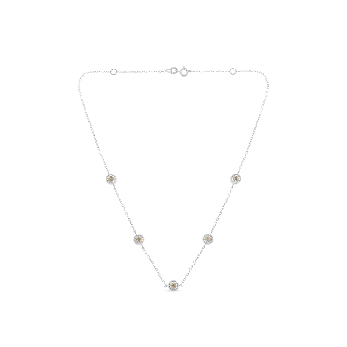Sterling Silver Diamond Station Necklace (1/2 cttw, I-J Color, I1-I2 Clarity) - JackiEaslick