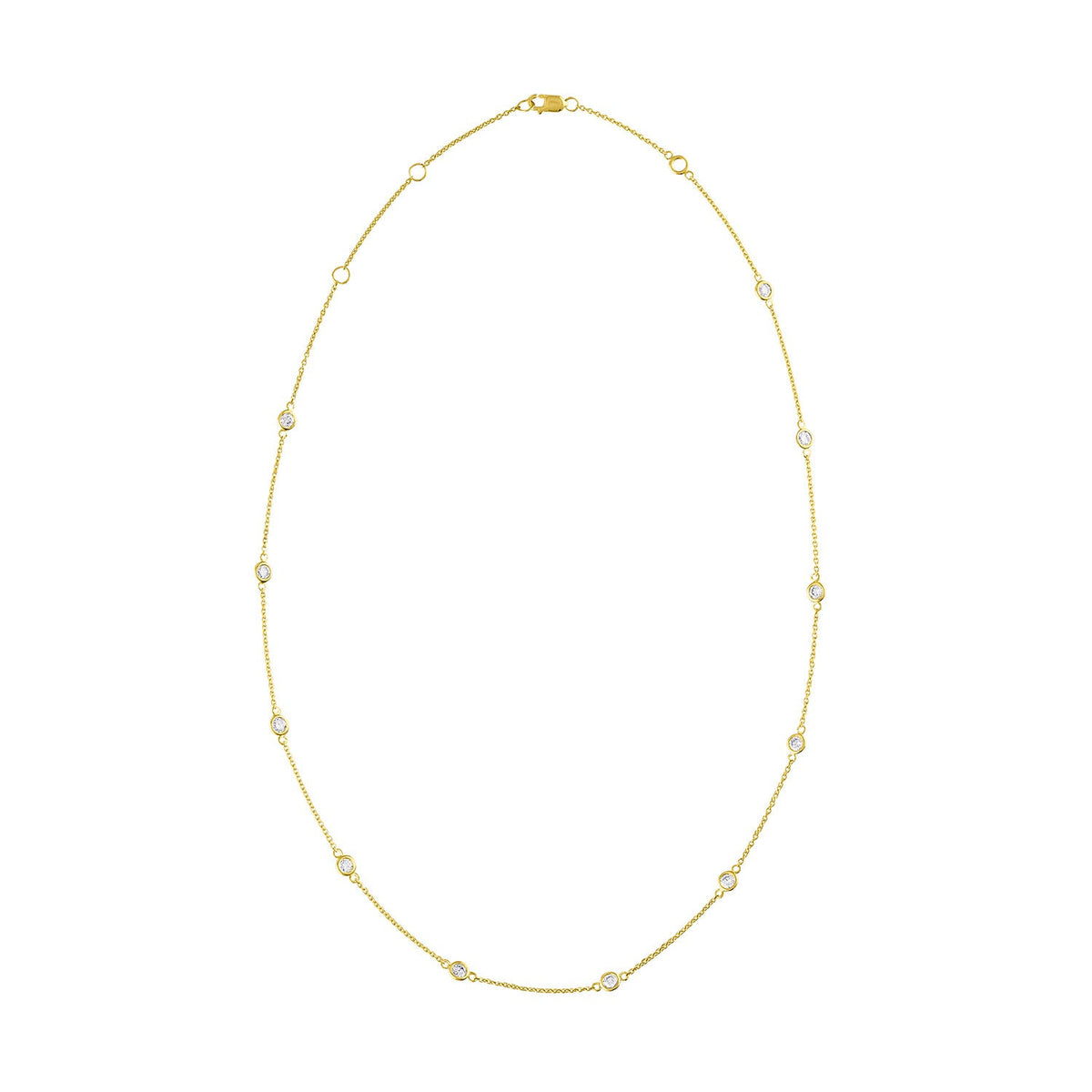 14K Gold Diamond Station Necklace (1 1/10 cttw, H-I Color, VS2-SI1 Clarity)