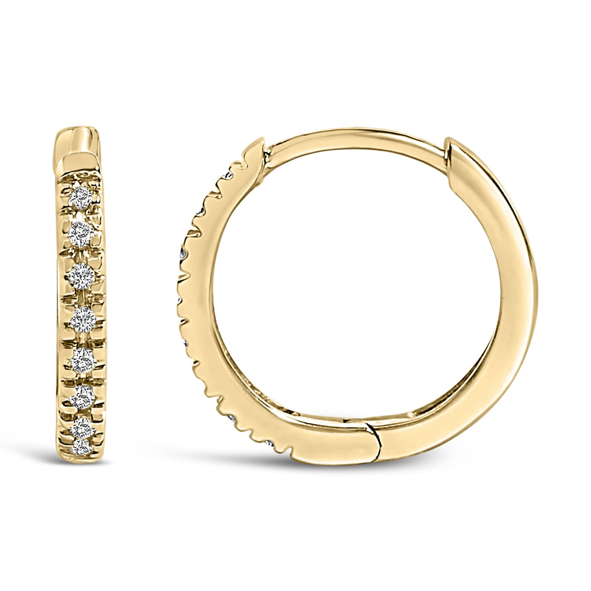 14K Gold 1/5 CTW Diamond Huggie Hoop Earrings