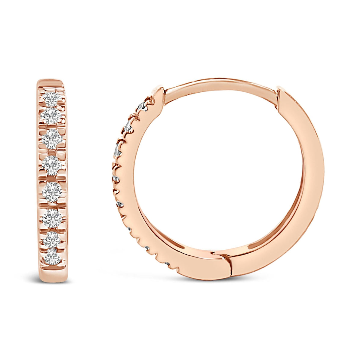 14K Gold 1/5 CTW Diamond Huggie Hoop Earrings