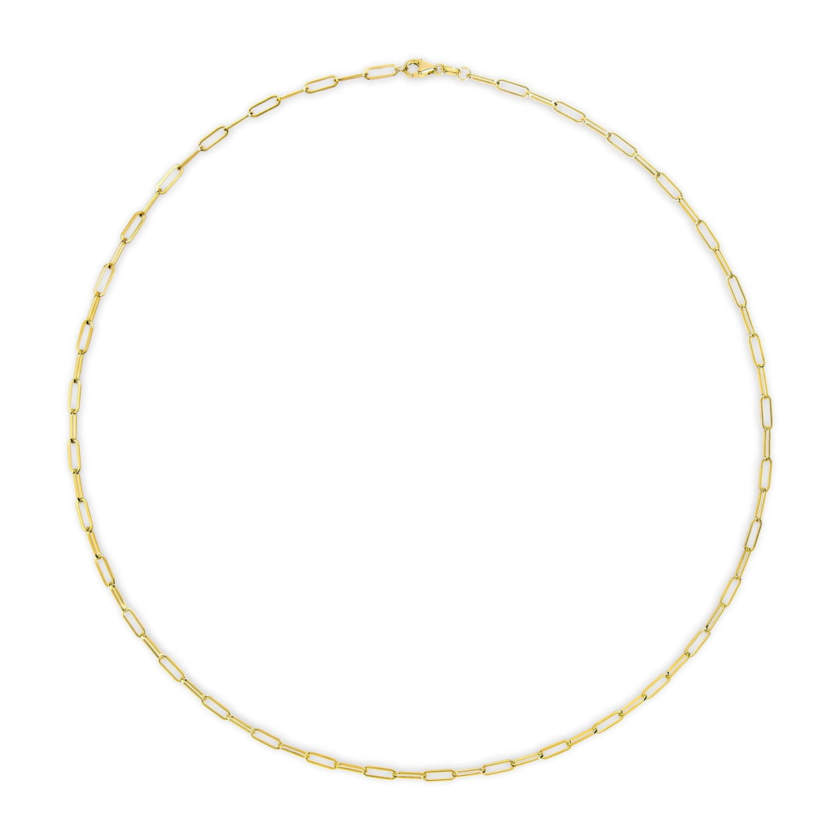 Unisex Solid 14K Gold 2.5mm Paperclip Chain Necklace