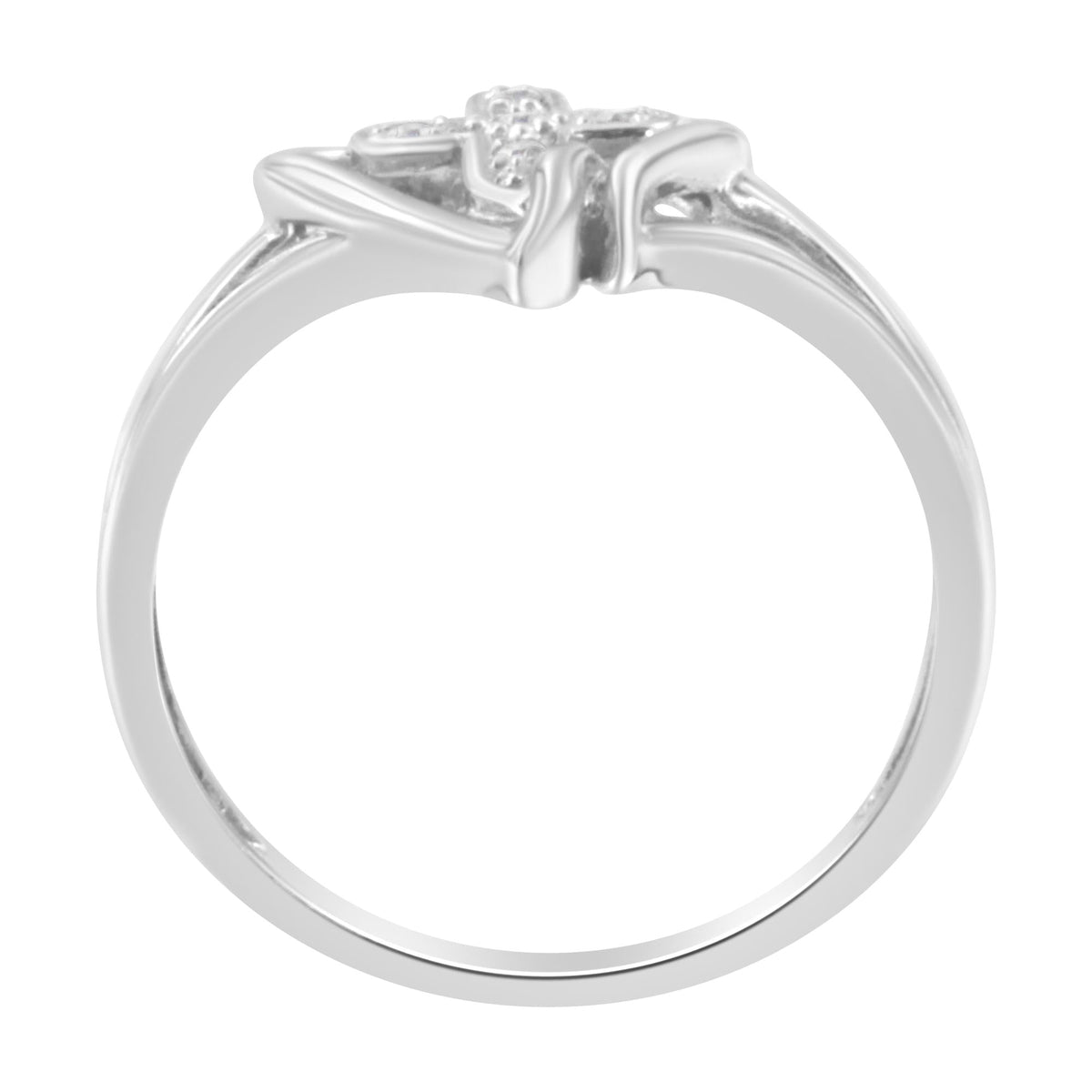 10K White Gold Diamond-Accented Cross & Open Heart Promise Fashion Ring (H-I Color, I1-I2 Clarity) - JackiEaslick