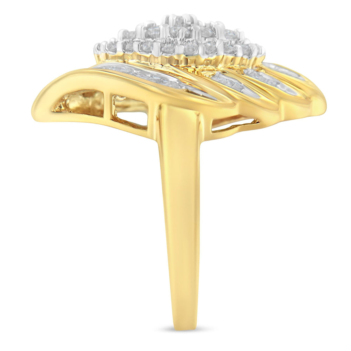 10K Yellow Gold Diamond Cocktail Ring (3/4 Cttw, I-J Color, I2-I3 Clarity) - JackiEaslick