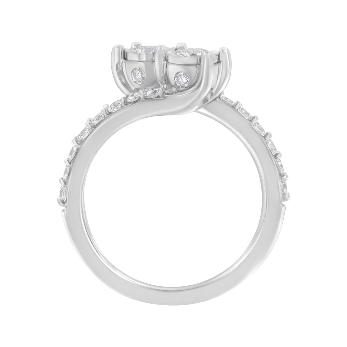 10K White Gold Two-Stone Miracle-Set Diamond Bypass Ring (1 Cttw, H-I Color, I1-I2 Clarity) - JackiEaslick