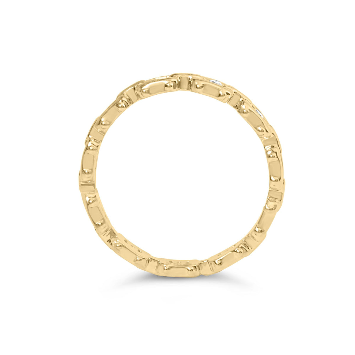 10K Yellow Gold 1/10 Cttw Diamond Paperclip Style Link Band Ring (H-I Color, I1-I2 Clarity)
