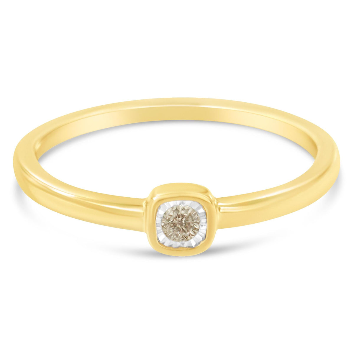 14K Yellow Gold Plated .925 Sterling Silver 1/20 Carat Diamond Square Cushion-Shaped Miracle Set Petite Fashion Promise Ring (J-K Color, I1-I2 Clarity) - JackiEaslick