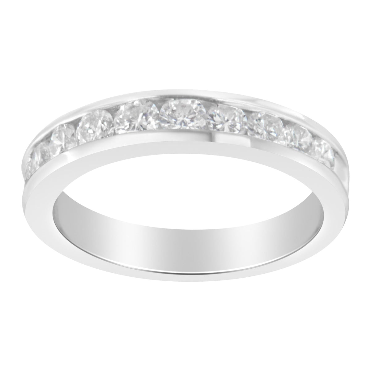 IGI Certified 1.0 Cttw Diamond 18K White Gold Channel-Set Half-Eternity Band Wedding Ring (E-F Color, I1-I2 Clarity) - JackiEaslick