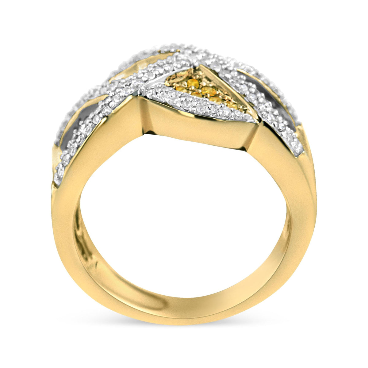 14K Yellow Gold 3/4 Cttw Champagne, Yellow and Round-Cut Diamond Ring (I-J Color, I2-I3 Clarity) - JackiEaslick